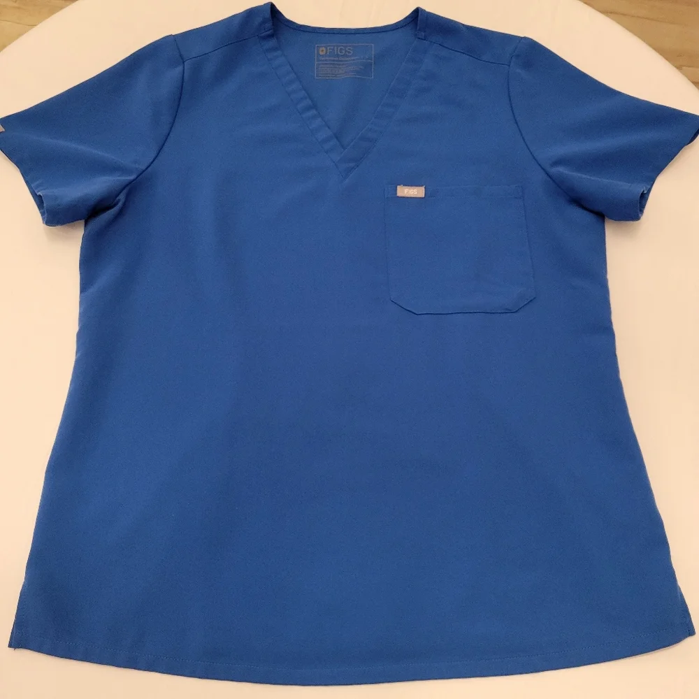 FIGS Catarina V-Neck Scrub Top|Women's Large|Royal Blue - Picture 1 of 9